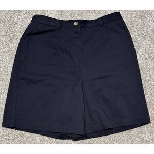 Talbots Shorts Womens 14 Navy Blue Nautical Cotton Blend 7" Inseam